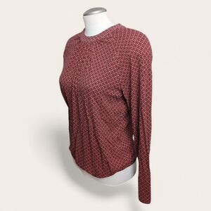 Olsen Geometric Print Office Jersey Top Size Medium Long Sleeve